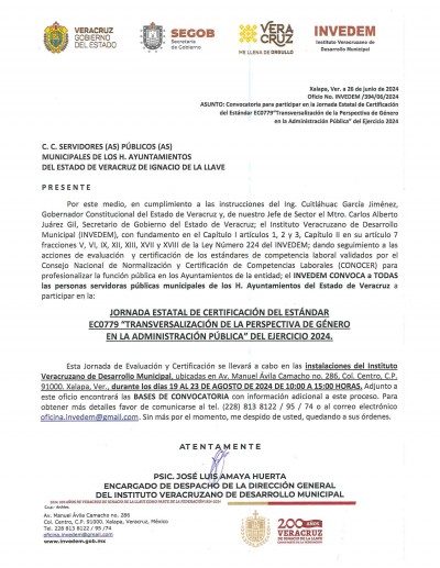 Oficio No. INVEDEM.394.06.2024 Invitación-Convocatoria-Jornada-Estatal-de-Certificación-1